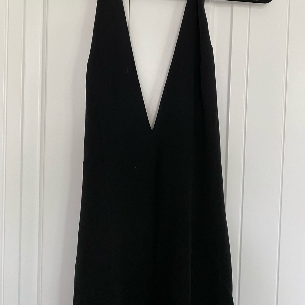 Designer Michael Kors black tight sexy V-neck halter jumpsuit perfect After Ski